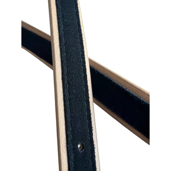 White House Black Market Womens XL Belt Genuine Leather Black & Gold - Picture 4 of 8